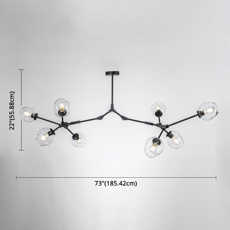 Branching Chandelier Lighting Fixtures Modern Glass Suspension Light for Living Room Clearhalo 'Ceiling Lights' 'Chandeliers' 'Modern Chandeliers' 'Modern' Lighting' 2569588