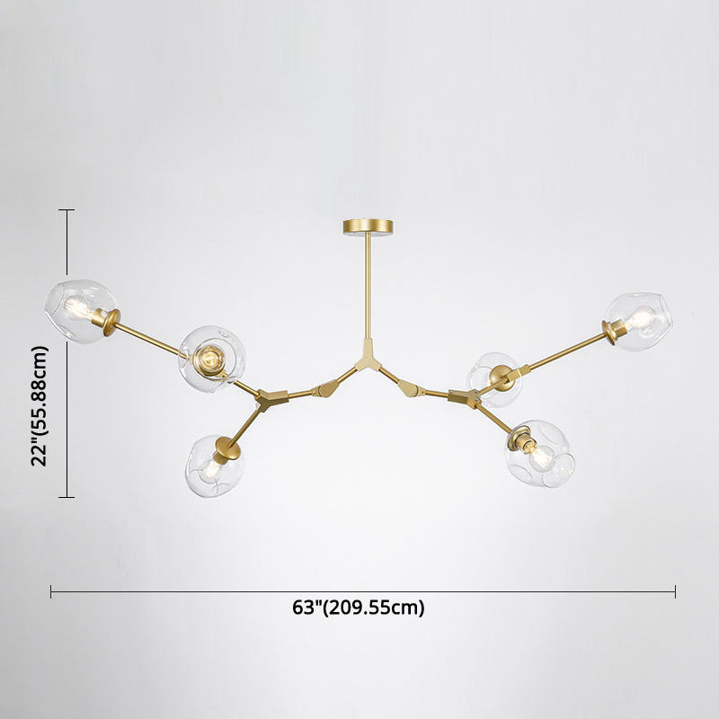Branching Chandelier Lighting Fixtures Modern Glass Suspension Light for Living Room Clearhalo 'Ceiling Lights' 'Chandeliers' 'Modern Chandeliers' 'Modern' Lighting' 2569593