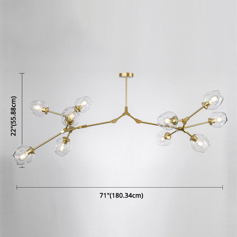 Branching Chandelier Lighting Fixtures Modern Glass Suspension Light for Living Room Clearhalo 'Ceiling Lights' 'Chandeliers' 'Modern Chandeliers' 'Modern' Lighting' 2569595