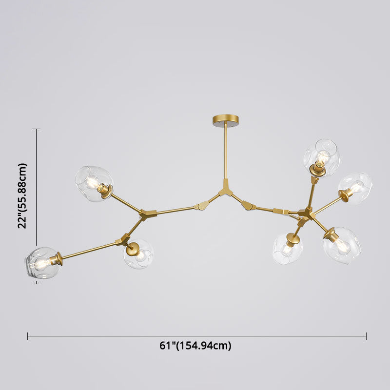 Branching Chandelier Lighting Fixtures Modern Glass Suspension Light for Living Room Clearhalo 'Ceiling Lights' 'Chandeliers' 'Modern Chandeliers' 'Modern' Lighting' 2569596