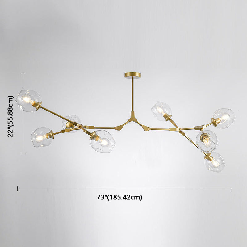 Branching Chandelier Lighting Fixtures Modern Glass Suspension Light for Living Room Clearhalo 'Ceiling Lights' 'Chandeliers' 'Modern Chandeliers' 'Modern' Lighting' 2569597