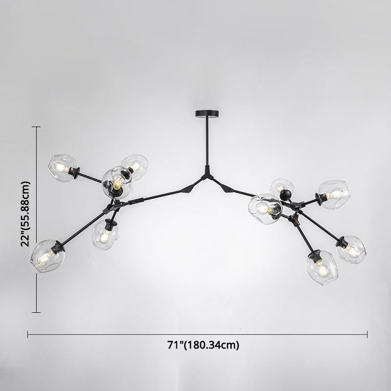 Branching Chandelier Lighting Fixtures Modern Glass Suspension Light for Living Room Clearhalo 'Ceiling Lights' 'Chandeliers' 'Modern Chandeliers' 'Modern' Lighting' 2569598