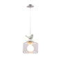 Drum Pendant Light Fixture Contemporary Clear Glass 1 Head Restaurant Hanging Lamp with Bird Decoration Clearhalo 'Ceiling Lights' 'Glass shade' 'Glass' 'Modern Pendants' 'Modern' 'Pendant Lights' 'Pendants' Lighting' 256981