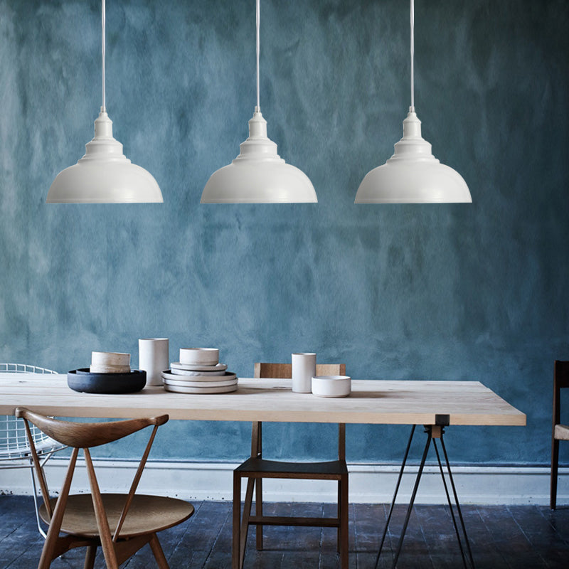 Black/Gray 1 Bulb Hanging Fixture Retro Metal Dome Shade Ceiling Pendant with Adjustable Cord, 12"/14"/16" W Clearhalo 'Art Deco Pendants' 'Black' 'Cast Iron' 'Ceiling Lights' 'Ceramic' 'Crystal' 'Industrial Pendants' 'Industrial' 'Metal' 'Middle Century Pendants' 'Pendant Lights' 'Pendants' 'Rustic Pendants' 'Tiffany' Lighting' 2572