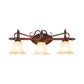 Flared Bathroom Vanity Lamp Traditional Frosted Glass 1/2/3 Lights Copper Sconce Light Fixture Clearhalo 'Vanity Lights' 'Wall Lights' Lighting' 257246