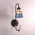 1 Head Cone Sconce Lighting Mediterranean Blue Stained Glass Wall Mounted Light with Trumpet/Violin/Bird Decoration Blue Bird Clearhalo 'Industrial' 'Middle century wall lights' 'Tiffany wall lights' 'Tiffany' 'Wall Lamps & Sconces' 'Wall Lights' Lighting' 25735