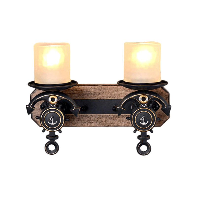 Candle Wall Lamp Country Style Opal Glass 1/2-Bulb Black and Gold Sconce Light with Resin Anchor Design Clearhalo 'Art deco wall lights' 'Cast Iron' 'Glass' 'Industrial wall lights' 'Industrial' 'Middle century wall lights' 'Modern' 'Rustic wall lights' 'Tiffany' 'Traditional wall lights' 'Wall Lamps & Sconces' 'Wall Lights' Lighting' 257425