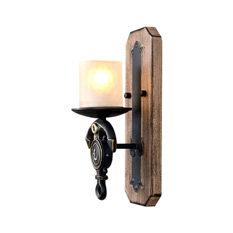 Candle Wall Lamp Country Style Opal Glass 1/2-Bulb Black and Gold Sconce Light with Resin Anchor Design Clearhalo 'Art deco wall lights' 'Cast Iron' 'Glass' 'Industrial wall lights' 'Industrial' 'Middle century wall lights' 'Modern' 'Rustic wall lights' 'Tiffany' 'Traditional wall lights' 'Wall Lamps & Sconces' 'Wall Lights' Lighting' 257430