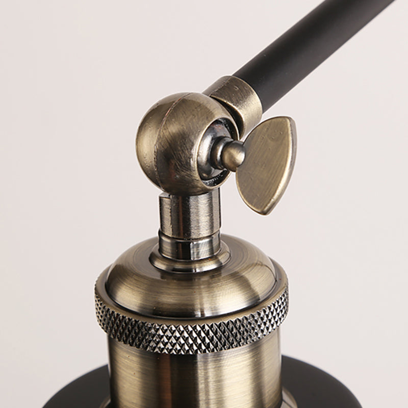 Cone Wall Lighting Fixture Industrial Style Metal 1 Bulb Black/White Wall Sconce Light with Swing Arm for Bedroom Clearhalo 'Art deco wall lights' 'Cast Iron' 'Glass' 'Industrial wall lights' 'Industrial' 'Middle century wall lights' 'Modern' 'Rustic wall lights' 'Tiffany' 'Traditional wall lights' 'Wall Lamps & Sconces' 'Wall Lights' Lighting' 257453