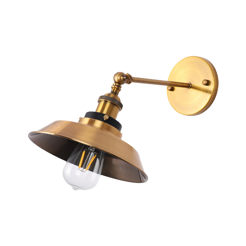Rotatable Barn/Cone Shade Wall Lamp Industrial Style Metal 1 Head Wall Lighting Fixture in Brass for Kitchen Clearhalo 'Art deco wall lights' 'Cast Iron' 'Glass' 'Industrial wall lights' 'Industrial' 'Middle century wall lights' 'Modern' 'Rustic wall lights' 'Tiffany' 'Traditional wall lights' 'Wall Lamps & Sconces' 'Wall Lights' Lighting' 257505