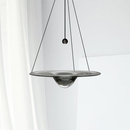 Hat Hanging Pendant Light Contemporary Clear Glass 1 Head Dining Room Suspension Light Clear Clearhalo 'Ceiling Lights' 'Glass shade' 'Glass' 'Modern Pendants' 'Modern' 'Pendant Lights' 'Pendants' Lighting' 257553