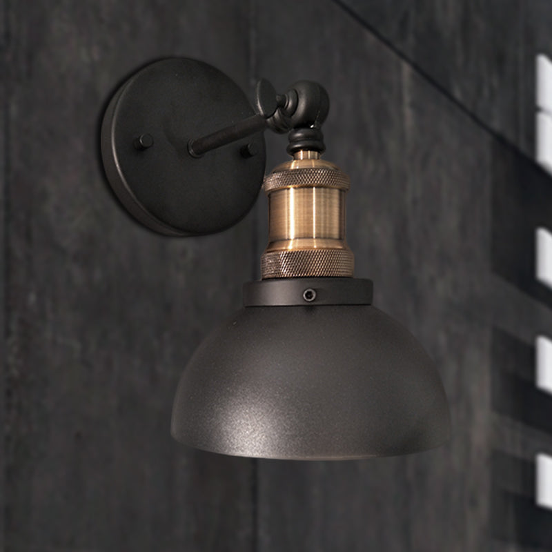 Dome Restaurant Wall Lighting Metal 1 Light Modern Style Adjustable Wall Sconce Lamp in Black Black Clearhalo 'Art deco wall lights' 'Cast Iron' 'Glass' 'Industrial wall lights' 'Industrial' 'Middle century wall lights' 'Modern' 'Rustic wall lights' 'Tiffany' 'Traditional wall lights' 'Wall Lamps & Sconces' 'Wall Lights' Lighting' 257832
