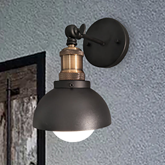 Dome Restaurant Wall Lighting Metal 1 Light Modern Style Adjustable Wall Sconce Lamp in Black Clearhalo 'Art deco wall lights' 'Cast Iron' 'Glass' 'Industrial wall lights' 'Industrial' 'Middle century wall lights' 'Modern' 'Rustic wall lights' 'Tiffany' 'Traditional wall lights' 'Wall Lamps & Sconces' 'Wall Lights' Lighting' 257833