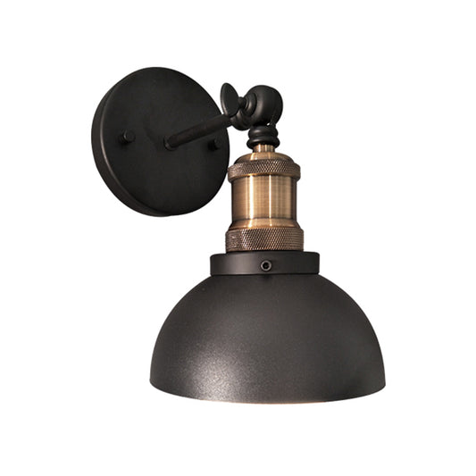 Dome Restaurant Wall Lighting Metal 1 Light Modern Style Adjustable Wall Sconce Lamp in Black Clearhalo 'Art deco wall lights' 'Cast Iron' 'Glass' 'Industrial wall lights' 'Industrial' 'Middle century wall lights' 'Modern' 'Rustic wall lights' 'Tiffany' 'Traditional wall lights' 'Wall Lamps & Sconces' 'Wall Lights' Lighting' 257835
