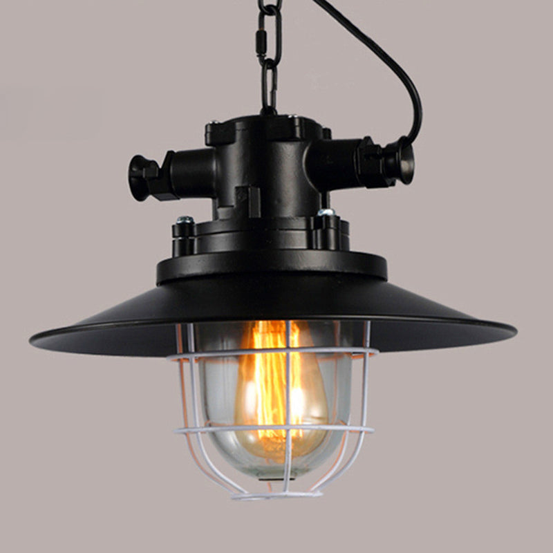 1 Light Caged Light Kit Retro Industrial Metal Hanging Light with Hanging Chain for Restaurant Clearhalo 'Art Deco Pendants' 'Black' 'Cast Iron' 'Ceiling Lights' 'Ceramic' 'Crystal' 'Industrial Pendants' 'Industrial' 'Metal' 'Middle Century Pendants' 'Pendant Lights' 'Pendants' 'Rustic Pendants' 'Tiffany' Lighting' 2578759