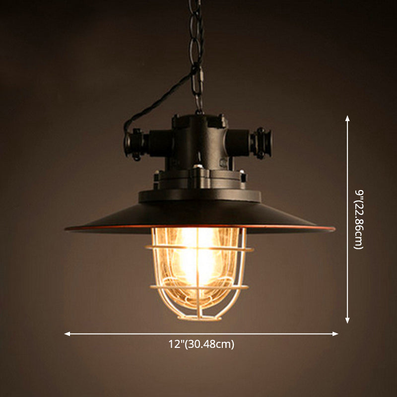 1 Light Caged Light Kit Retro Industrial Metal Hanging Light with Hanging Chain for Restaurant Clearhalo 'Art Deco Pendants' 'Black' 'Cast Iron' 'Ceiling Lights' 'Ceramic' 'Crystal' 'Industrial Pendants' 'Industrial' 'Metal' 'Middle Century Pendants' 'Pendant Lights' 'Pendants' 'Rustic Pendants' 'Tiffany' Lighting' 2578760
