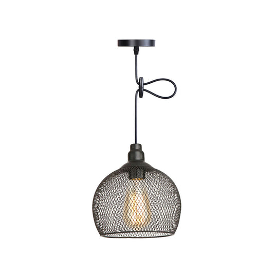 1 Light Wire Mesh Light Pendant Nordic Industrial Style Metal Hanging Lights for Bar Black Globe Clearhalo 'Art Deco Pendants' 'Black' 'Cast Iron' 'Ceiling Lights' 'Ceramic' 'Crystal' 'Industrial Pendants' 'Industrial' 'Metal' 'Middle Century Pendants' 'Pendant Lights' 'Pendants' 'Rustic Pendants' 'Tiffany' Lighting' 2578864