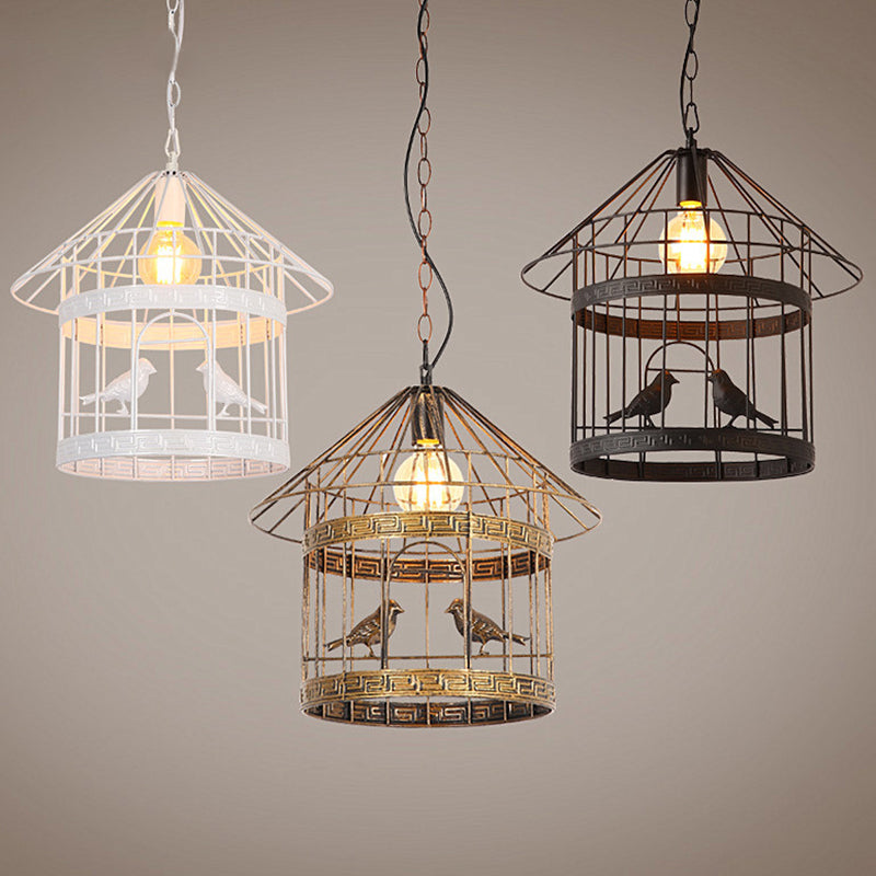 1 Light Bird Cage Ceiling Light Nordic Industrial Style Metallic Ceiling Fixture for Coffee Shop Clearhalo 'Art Deco Pendants' 'Black' 'Cast Iron' 'Ceiling Lights' 'Ceramic' 'Crystal' 'Industrial Pendants' 'Industrial' 'Metal' 'Middle Century Pendants' 'Pendant Lights' 'Pendants' 'Rustic Pendants' 'Tiffany' Lighting' 2578920