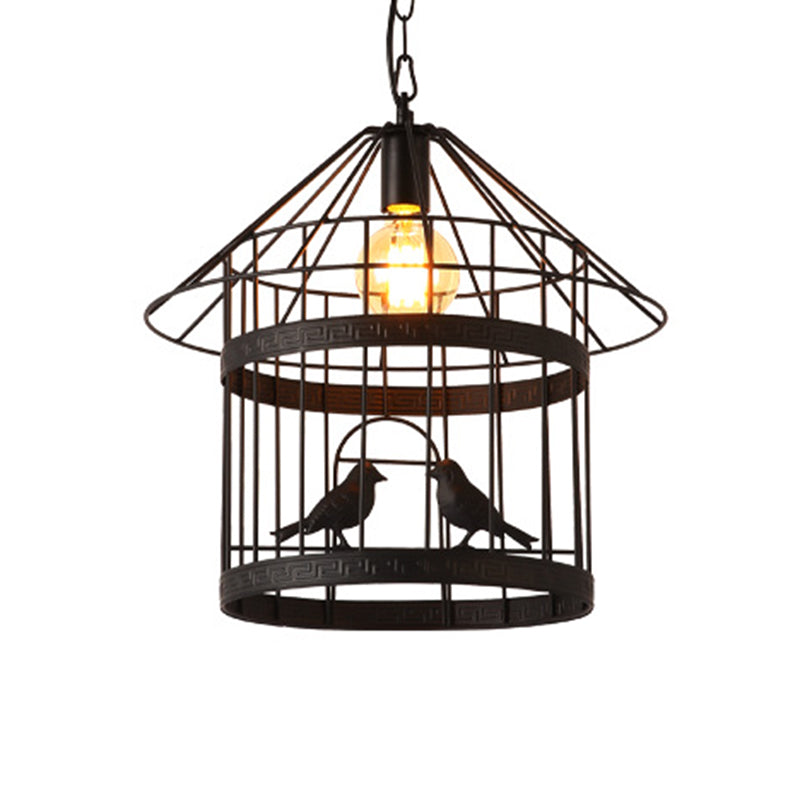 1 Light Bird Cage Ceiling Light Nordic Industrial Style Metallic Ceiling Fixture for Coffee Shop Black Clearhalo 'Art Deco Pendants' 'Black' 'Cast Iron' 'Ceiling Lights' 'Ceramic' 'Crystal' 'Industrial Pendants' 'Industrial' 'Metal' 'Middle Century Pendants' 'Pendant Lights' 'Pendants' 'Rustic Pendants' 'Tiffany' Lighting' 2578921