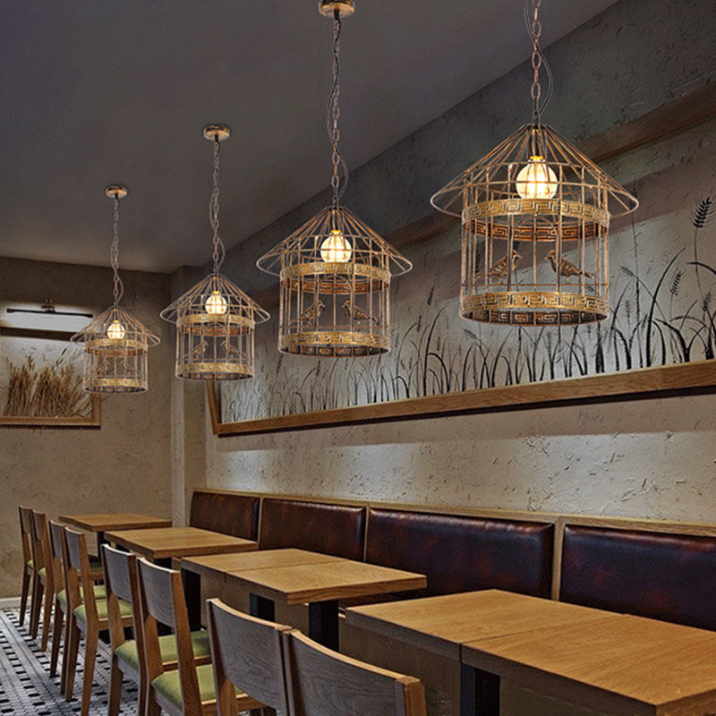 1 Light Bird Cage Ceiling Light Nordic Industrial Style Metallic Ceiling Fixture for Coffee Shop Clearhalo 'Art Deco Pendants' 'Black' 'Cast Iron' 'Ceiling Lights' 'Ceramic' 'Crystal' 'Industrial Pendants' 'Industrial' 'Metal' 'Middle Century Pendants' 'Pendant Lights' 'Pendants' 'Rustic Pendants' 'Tiffany' Lighting' 2578925