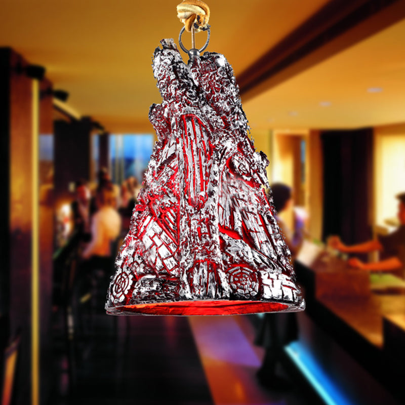 Silver Tapered Shade Hanging Lamp Antique Stylish 1 Head Resin Pendant Light Fixture with Charcoal Design Clearhalo 'Ceiling Lights' 'Industrial Pendants' 'Industrial' 'Middle Century Pendants' 'Pendant Lights' 'Pendants' 'Tiffany' Lighting' 257898