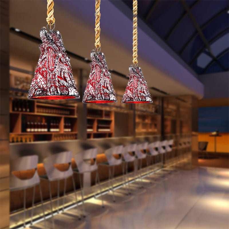 Silver Tapered Shade Hanging Lamp Antique Stylish 1 Head Resin Pendant Light Fixture with Charcoal Design Clearhalo 'Ceiling Lights' 'Industrial Pendants' 'Industrial' 'Middle Century Pendants' 'Pendant Lights' 'Pendants' 'Tiffany' Lighting' 257899