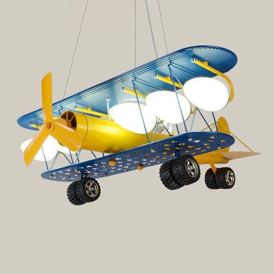 Airplane Pendant Lighting Fixtures Cartoon Glass and Metal Hanging Pendant for Children Bedroom 8 Blue Clearhalo 'Ceiling Lights' 'Lighting' 'Pendant Lights' 2579023