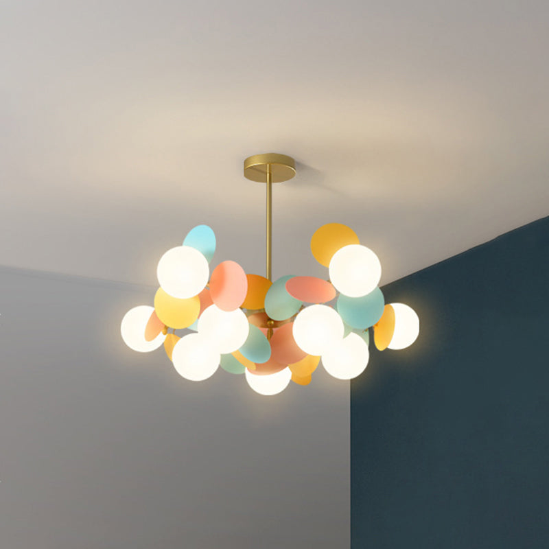 Balloon Hanging Light Fixtures Cartoon Metallic Drop Pendant with Glass Shade for Bedroom 10 Blue-Orange Clearhalo 'Ceiling Lights' 'Pendant Lights' 'Pendants' Lighting' 2579111