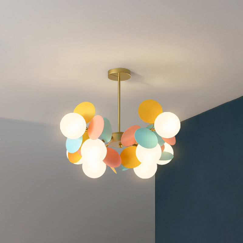 Balloon Hanging Light Fixtures Cartoon Metallic Drop Pendant with Glass Shade for Bedroom 8 Blue-Orange Clearhalo 'Ceiling Lights' 'Pendant Lights' 'Pendants' Lighting' 2579114