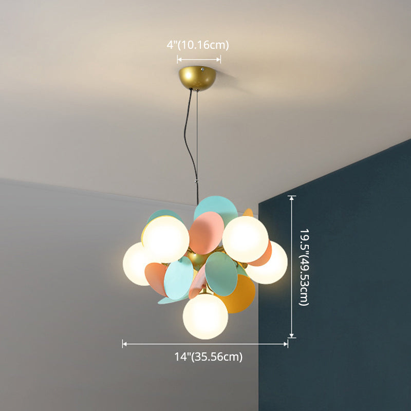 Balloon Hanging Light Fixtures Cartoon Metallic Drop Pendant with Glass Shade for Bedroom Clearhalo 'Ceiling Lights' 'Pendant Lights' 'Pendants' Lighting' 2579115