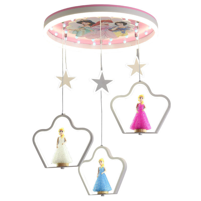Princess Hanging Pendant Light Cartoon LED Acrylic Suspension Lamp for Girls Bedroom Clearhalo 'Ceiling Lights' 'Pendant Lights' 'Pendants' Lighting' 2579149