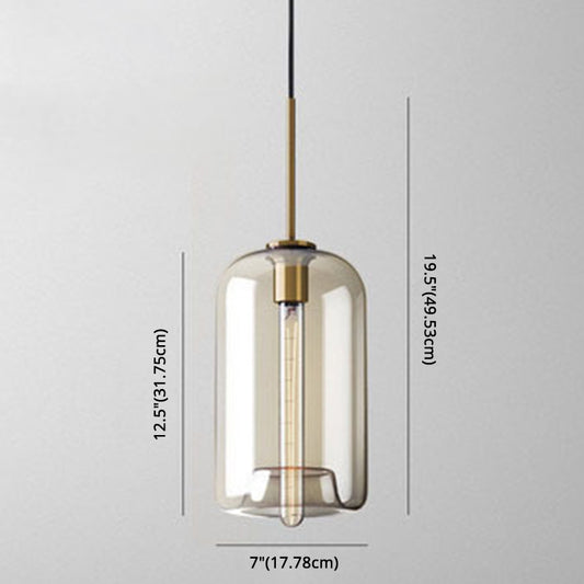 Cognac Glass Pendant Light Modern Minimalist 1-Light Pendant Lighting For Dining Room Table - Clearhalo - 'Ceiling Lights' - 'Glass shade' - 'Glass' - 'Modern Pendants' - 'Modern' - 'Pendant Lights' - 'Pendants' - Lighting' - 2579334