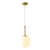 Brass 1-Light Pendant Light Mid-Century Modern Spherical White Glass Hanging Lamp Gold Clearhalo 'Ceiling Lights' 'Glass shade' 'Glass' 'Modern Pendants' 'Modern' 'Pendant Lights' 'Pendants' Lighting' 2579344
