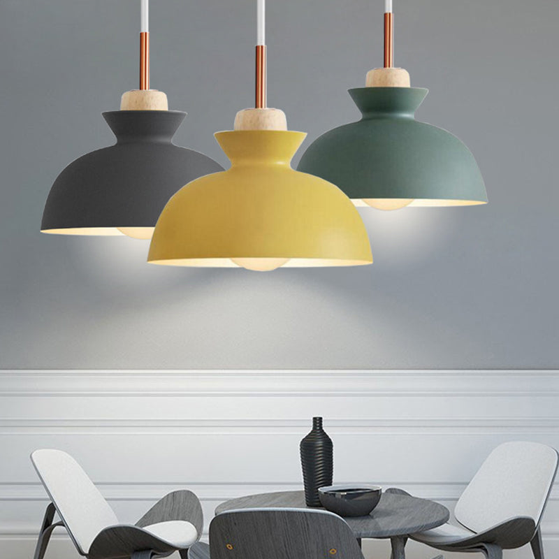 1-Light Wooden Top Pendant Lamp Nordic Modern Style Metal Restaurant Hanging Lamp Clearhalo 'Ceiling Lights' 'Modern Pendants' 'Modern' 'Pendant Lights' 'Pendants' Lighting' 2579371