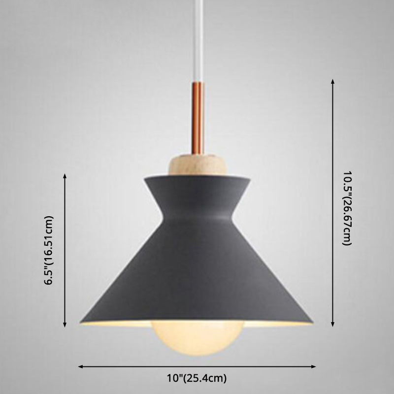 1-Light Wooden Top Pendant Lamp Nordic Modern Style Metal Restaurant Hanging Lamp Clearhalo 'Ceiling Lights' 'Modern Pendants' 'Modern' 'Pendant Lights' 'Pendants' Lighting' 2579379