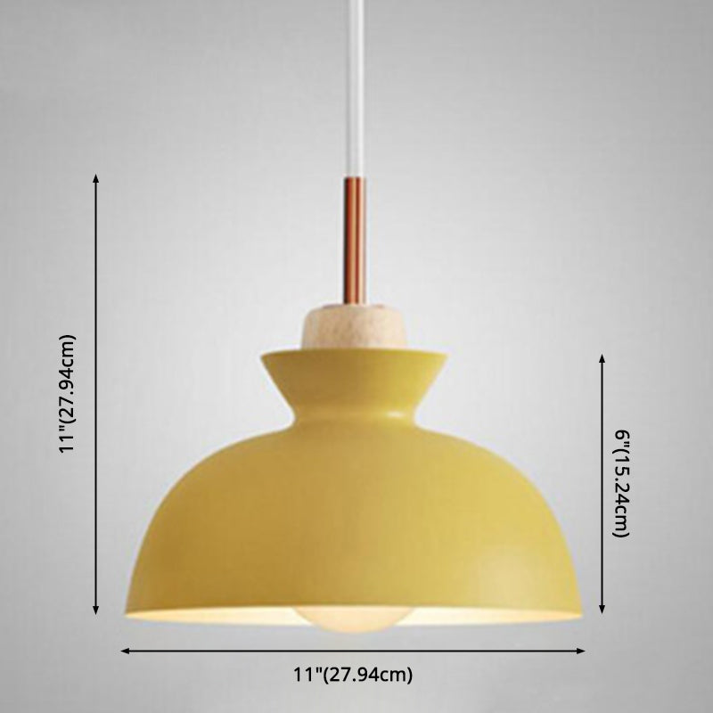 1-Light Wooden Top Pendant Lamp Nordic Modern Style Metal Restaurant Hanging Lamp Clearhalo 'Ceiling Lights' 'Modern Pendants' 'Modern' 'Pendant Lights' 'Pendants' Lighting' 2579386