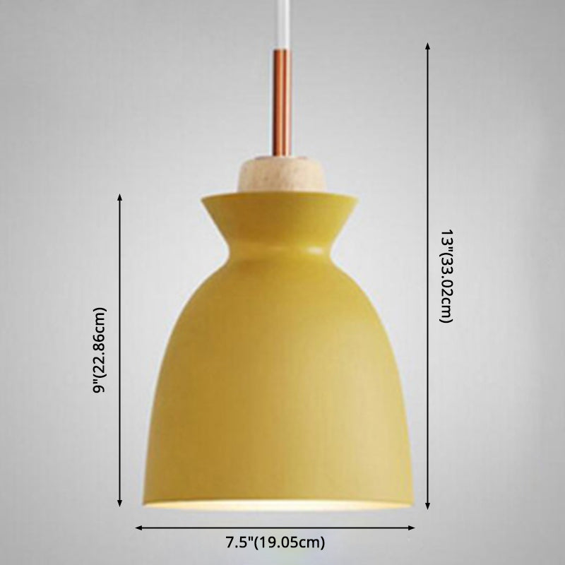 1-Light Wooden Top Pendant Lamp Nordic Modern Style Metal Restaurant Hanging Lamp Clearhalo 'Ceiling Lights' 'Modern Pendants' 'Modern' 'Pendant Lights' 'Pendants' Lighting' 2579387