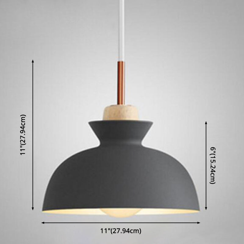 1-Light Wooden Top Pendant Lamp Nordic Modern Style Metal Restaurant Hanging Lamp Clearhalo 'Ceiling Lights' 'Modern Pendants' 'Modern' 'Pendant Lights' 'Pendants' Lighting' 2579388