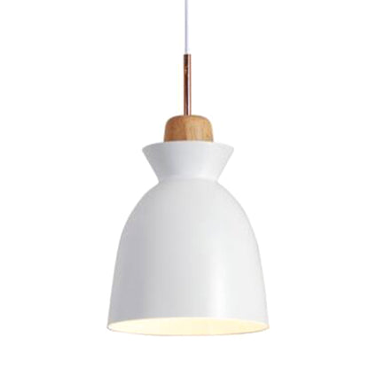 Modern Minimalist Wooden Top Pendant Light Metal Colorful Macarons 1-Light Pendant Lighting White Clearhalo 'Ceiling Lights' 'Pendant Lights' 'Pendants' Lighting' options 2579401_3395ae01-f4d7-4d28-82ee-95e623076137