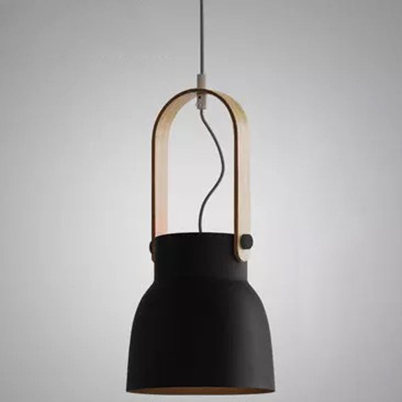 1-Light Upside Down Trifle Pendant Lamp Nordic Modern Style Metal Restaurant Hanging Lamp Black 7.5" Clearhalo 'Ceiling Lights' 'Modern Pendants' 'Modern' 'Pendant Lights' 'Pendants' Lighting' 2579448