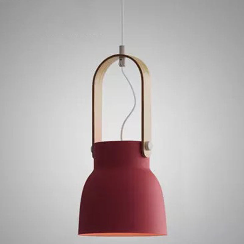 1-Light Upside Down Trifle Pendant Lamp Nordic Modern Style Metal Restaurant Hanging Lamp Crimson 7.5" Clearhalo 'Ceiling Lights' 'Modern Pendants' 'Modern' 'Pendant Lights' 'Pendants' Lighting' 2579449