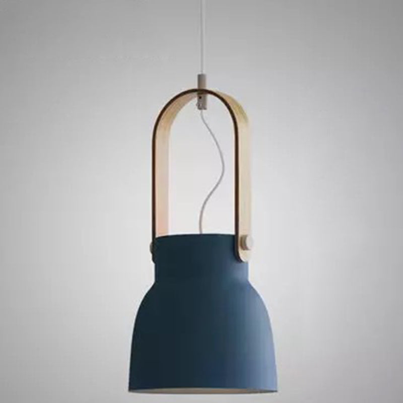 1-Light Upside Down Trifle Pendant Lamp Nordic Modern Style Metal Restaurant Hanging Lamp Dark Blue 7.5" Clearhalo 'Ceiling Lights' 'Modern Pendants' 'Modern' 'Pendant Lights' 'Pendants' Lighting' 2579453