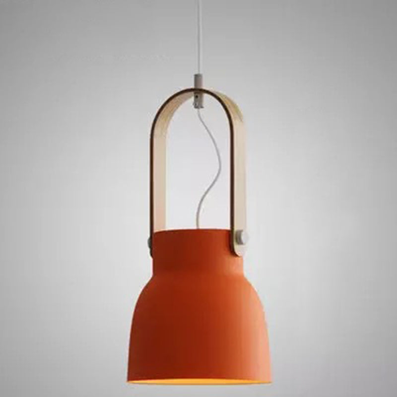 1-Light Upside Down Trifle Pendant Lamp Nordic Modern Style Metal Restaurant Hanging Lamp Orange 7.5" Clearhalo 'Ceiling Lights' 'Modern Pendants' 'Modern' 'Pendant Lights' 'Pendants' Lighting' 2579456
