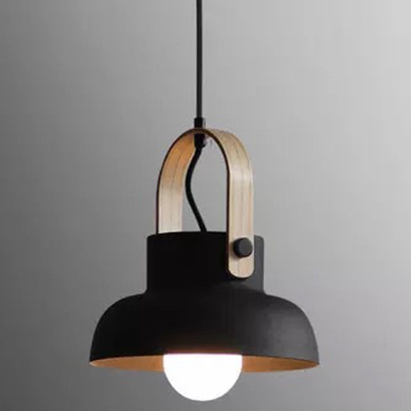 1-Light Upside Down Trifle Pendant Lamp Nordic Modern Style Metal Restaurant Hanging Lamp Black 9" Clearhalo 'Ceiling Lights' 'Modern Pendants' 'Modern' 'Pendant Lights' 'Pendants' Lighting' 2579462