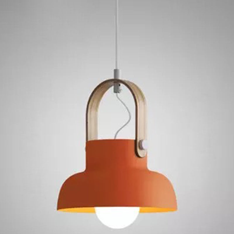 1-Light Upside Down Trifle Pendant Lamp Nordic Modern Style Metal Restaurant Hanging Lamp Orange 9" Clearhalo 'Ceiling Lights' 'Modern Pendants' 'Modern' 'Pendant Lights' 'Pendants' Lighting' 2579467
