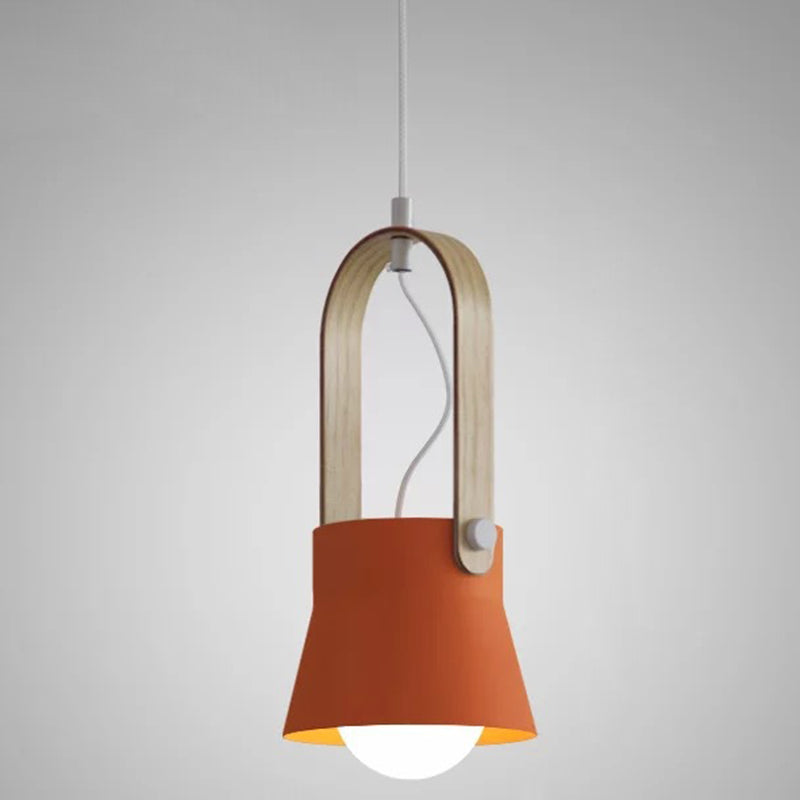 1-Light Upside Down Trifle Pendant Lamp Nordic Modern Style Metal Restaurant Hanging Lamp Orange 6.5" Clearhalo 'Ceiling Lights' 'Modern Pendants' 'Modern' 'Pendant Lights' 'Pendants' Lighting' 2579469