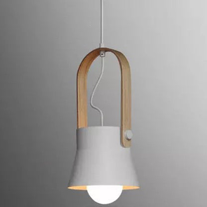 1-Light Upside Down Trifle Pendant Lamp Nordic Modern Style Metal Restaurant Hanging Lamp White 6.5" Clearhalo 'Ceiling Lights' 'Modern Pendants' 'Modern' 'Pendant Lights' 'Pendants' Lighting' 2579472