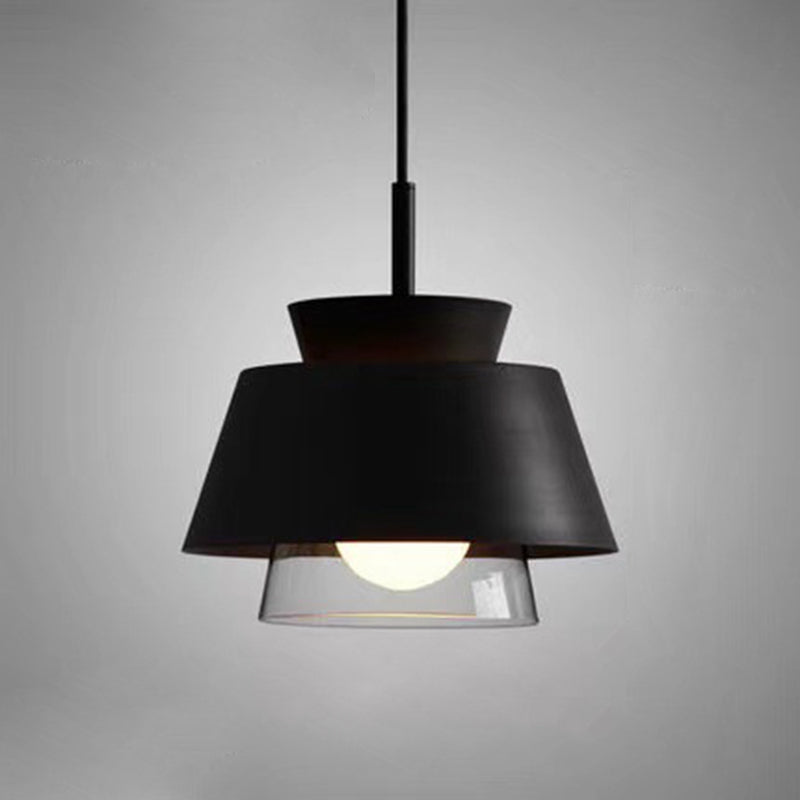 Modern Upside Down Trifle Pendant Light Metal Macarons 1-Light Pendant Lighting for Dining Room Table Black Clearhalo 'Ceiling Lights' 'Modern Pendants' 'Modern' 'Pendant Lights' 'Pendants' Lighting' 2579490