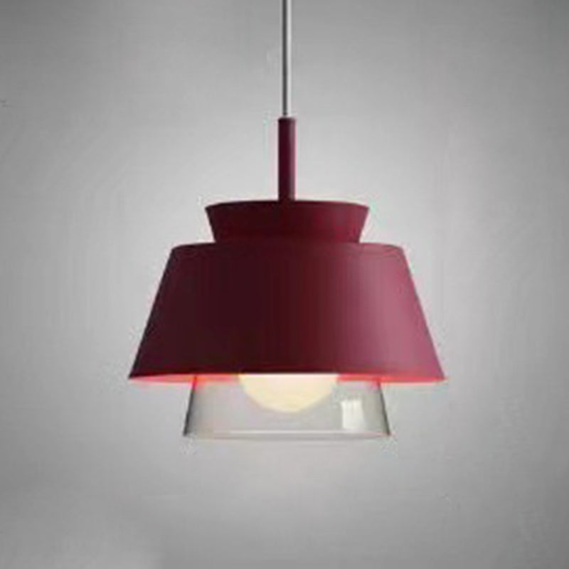Modern Upside Down Trifle Pendant Light Metal Macarons 1-Light Pendant Lighting for Dining Room Table Burgundy Clearhalo 'Ceiling Lights' 'Modern Pendants' 'Modern' 'Pendant Lights' 'Pendants' Lighting' 2579498