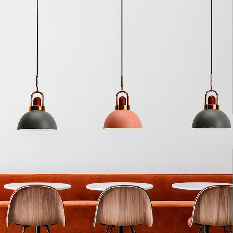 1-Light Bowl Pendant Lamp Nordic Macarons Style Metal Restaurant Hanging Lamp Clearhalo 'Ceiling Lights' 'Modern Pendants' 'Modern' 'Pendant Lights' 'Pendants' Lighting' 2579505